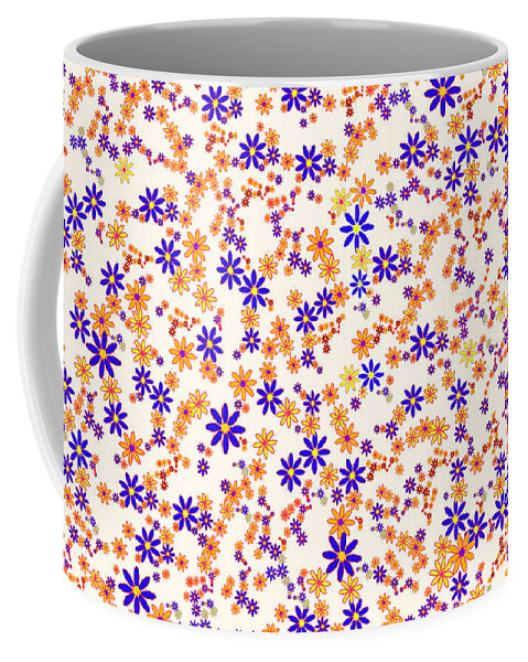 Multicolored Flowers Ivory Computer Graphic Digital Art Face Mask Covid-19 Coffee Mug featuring the digital art Flowers on Ivory by Miriam A Kilmer