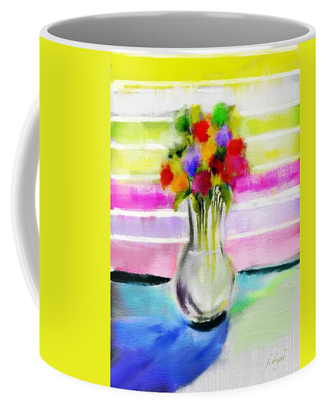 Ipad Painting Coffee Mug featuring the digital art Flowers Through The Shades by Frank Bright
