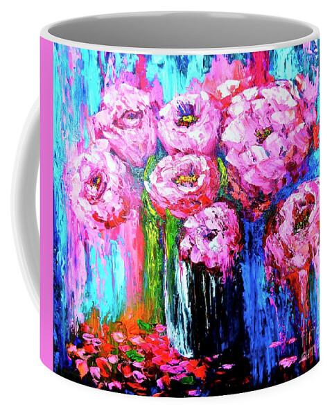 Abstract Coffee Mug featuring the painting Flowers by Viktor Lazarev