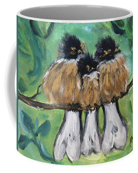 Birds Coffee Mug featuring the painting Fluffies by Roxy Rich