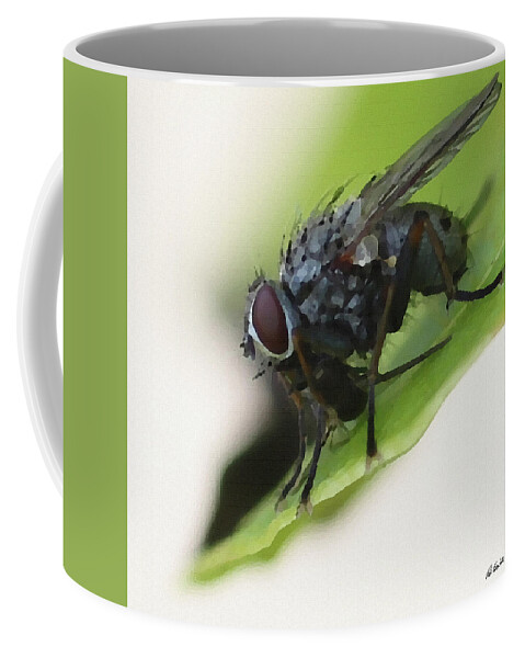 Fly Coffee Mug featuring the digital art Fly eat Louse by Peter Kraaibeek