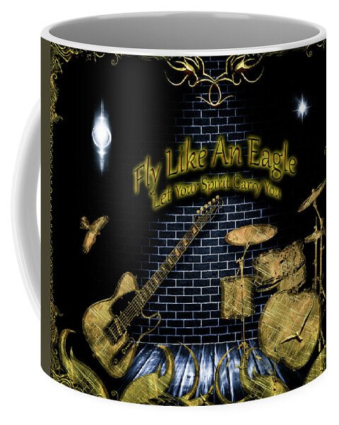 Rock Music Coffee Mug featuring the digital art Fly Like An Eagle by Michael Damiani