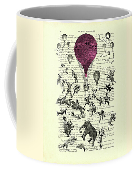 Animals Coffee Mug featuring the mixed media Flying Circus by Madame Memento