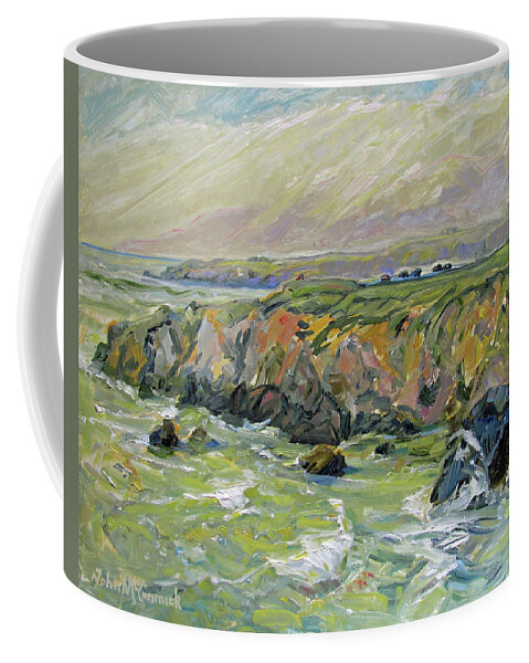 School House Beach Coffee Mug featuring the painting Fog in the Air by John McCormick