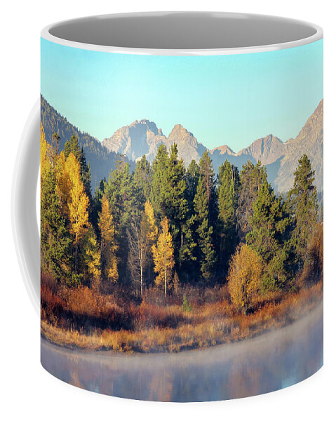 River Coffee Mug featuring the photograph Fog on the Water by Robert Carter