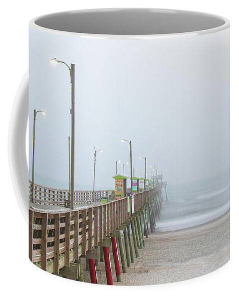 Fishing Coffee Mug featuring the photograph Foggy Evening at Emerald Isle North Carolina by Bob Decker
