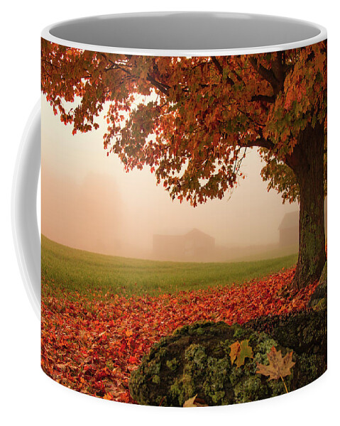 Foggy Morning In Autumn Coffee Mug featuring the photograph Foggy Morning in Autumn by Jeff Folger