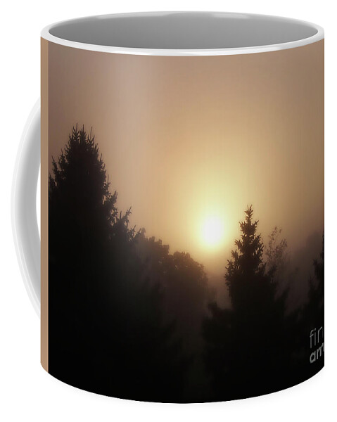 Sunrise Coffee Mug featuring the photograph Foggy Sunrise by Phil Perkins