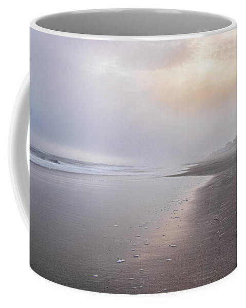 Emerald Isle Coffee Mug featuring the photograph Foggy Sunset at Emerald Isle North Carolina by Bob Decker