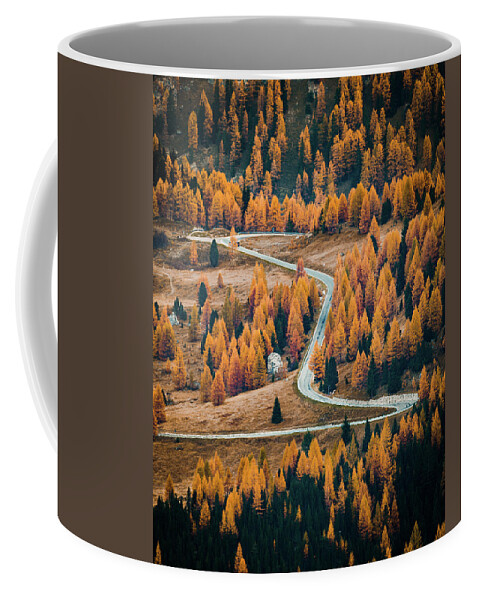 Pass Coffee Mug featuring the photograph Follow your path through the Dolomites in Italy. by Patrick Van Os