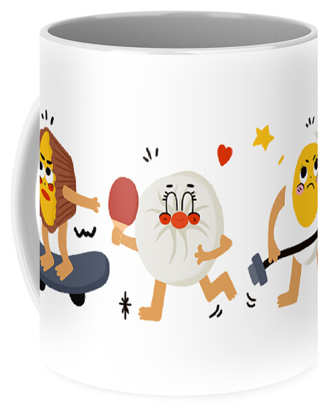 Sausage Coffee Mug featuring the drawing Food love Sports series 1 by Min Fen Zhu