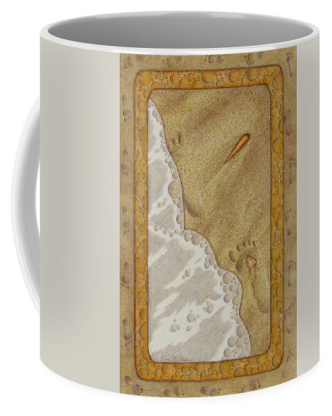 Kim Mcclinton Coffee Mug featuring the painting Washed Away- Footprints, Foam, and Fate by Kim McClinton