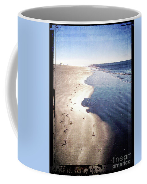 Hilton Head Island Coffee Mug featuring the digital art Footprints In The Sand by Phil Perkins