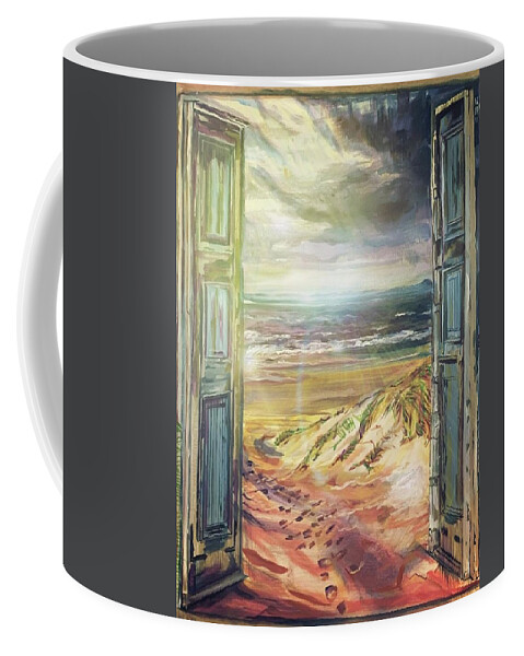 Beach Landscape Coffee Mug featuring the painting Footprints by Try Cheatham