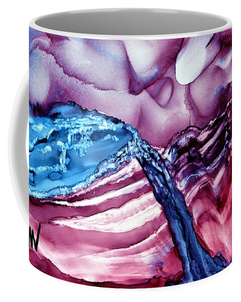 Alcohol Ink Coffee Mug featuring the painting For Purple Mountain Majesties by Angela Marinari