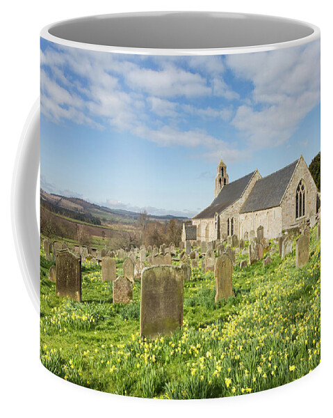 Church Coffee Mug featuring the photograph Ford Church with Daffodils by Anita Nicholson