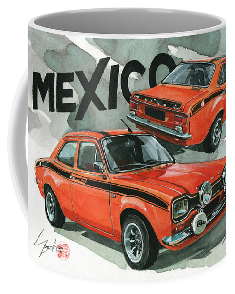 Ford Coffee Mug featuring the painting Ford Escort Mexico by Yoshiharu Miyakawa