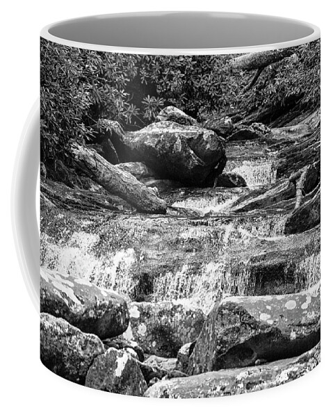 Great Smoky Mountains Coffee Mug featuring the photograph Forest Falls BW by Christi Kraft