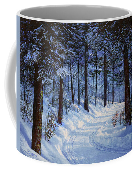Landscape Coffee Mug featuring the painting Forest Road by Frank Wilson