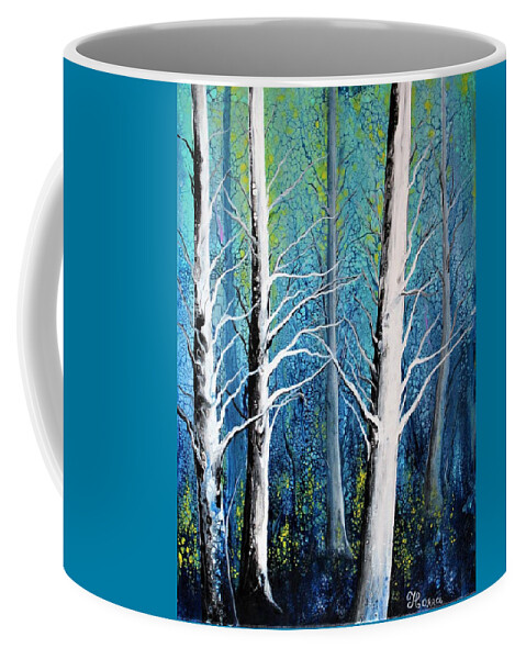 Wall Art Home Decor Forest Magical Forest Art For Sale Posters Abstract Art Pouring Art Acrylic Painting Gift Idea Coffee Mug featuring the painting Forest by Tanya Harr