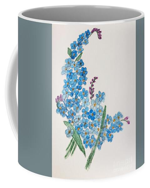 Blue Flowers Coffee Mug featuring the painting Forget Me Not by Margaret Welsh Willowsilk