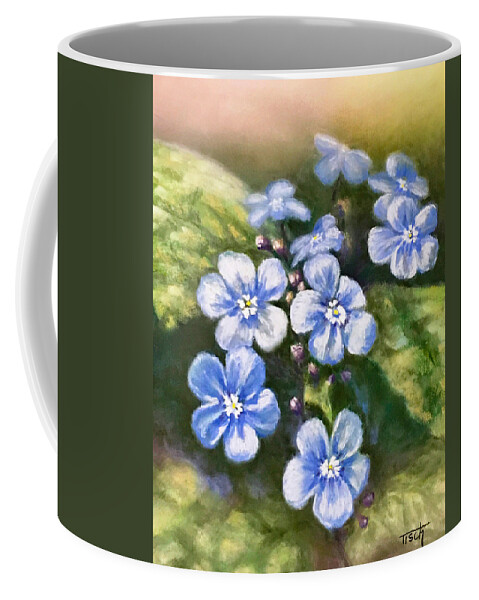 Wildflowers Coffee Mug featuring the pastel Forget Me Nots by Lee Tisch Bialczak