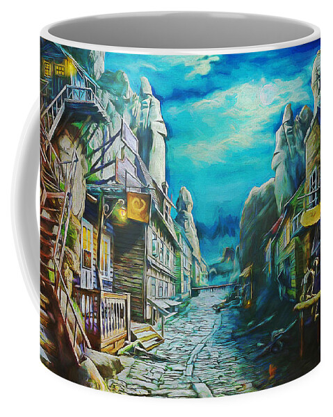 Painting Coffee Mug featuring the painting The forgotten city by Nenad Vasic