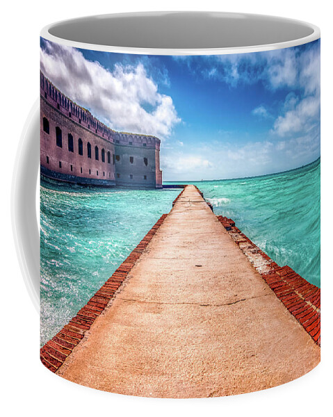 Water Coffee Mug featuring the photograph Fort Jefferson Moat by Bill Frische