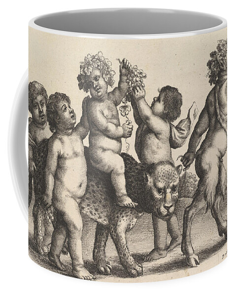 17th Century Artists Coffee Mug featuring the relief Four Boys, a Young Satyr, and a Leopard by Wenceslaus Hollar