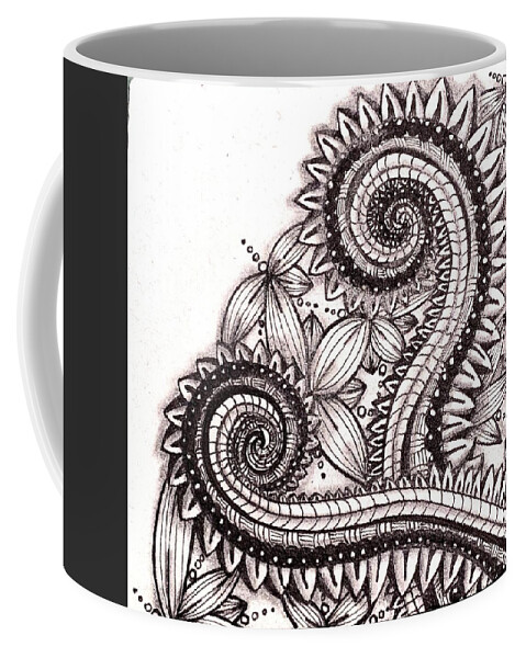 Zentangle Coffee Mug featuring the mixed media Four Corners 3 by Brenna Woods