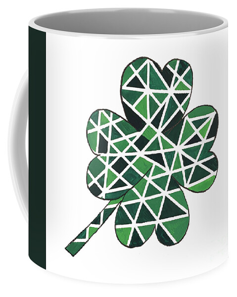 Four Leaf Clover Coffee Mug featuring the mixed media Four Leaf Clover by Lisa Neuman