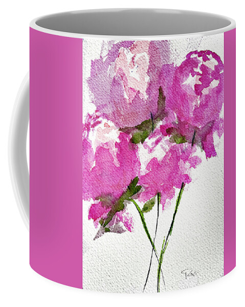 Peonies Coffee Mug featuring the painting Four Peonies Blooming by Roxy Rich