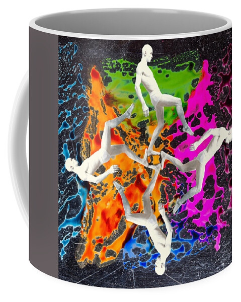 Abstract Coffee Mug featuring the mixed media Four Steps by Beautiful Nature Prints