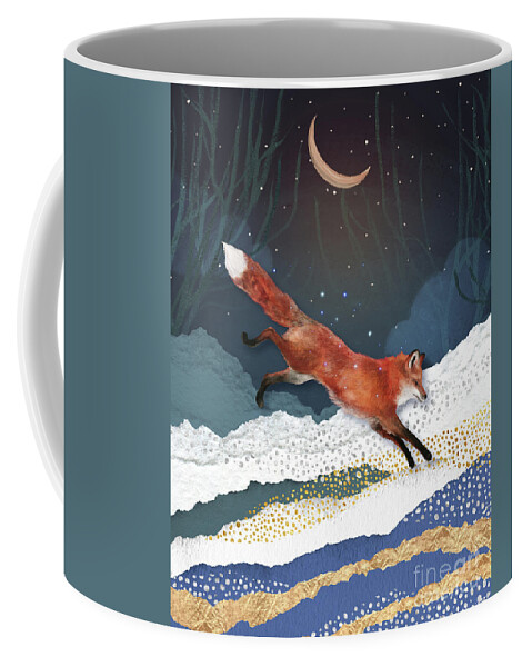 Fox And Moon Coffee Mug featuring the painting Fox And Moon by Garden Of Delights