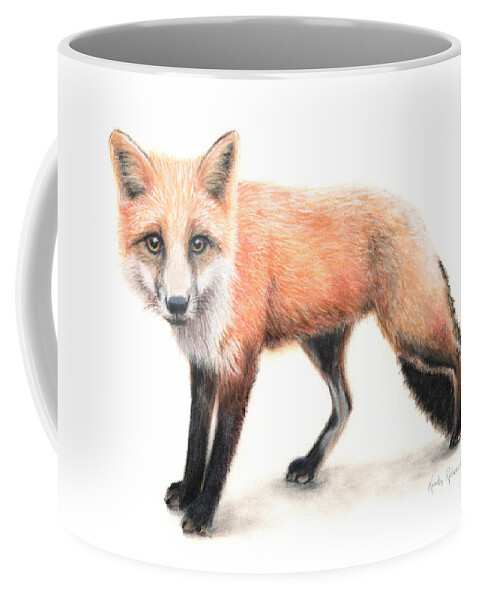 Fox Coffee Mug featuring the drawing Fox #1 by Kirsty Rebecca