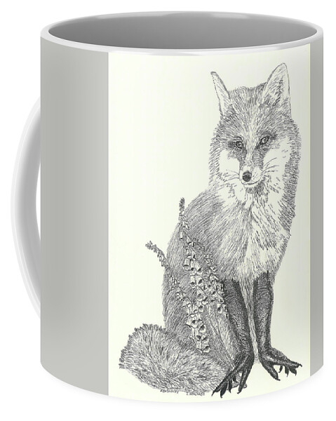 Foxgloves Coffee Mug featuring the drawing Foxgloves by Jenny Armitage