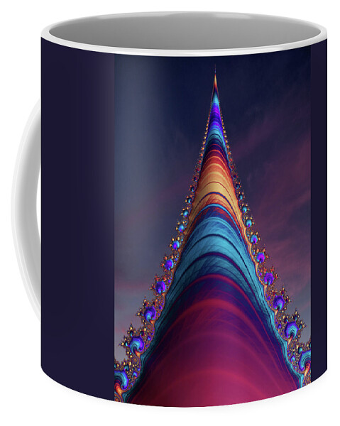 Abstract Coffee Mug featuring the digital art Fractal Tower by Manpreet Sokhi