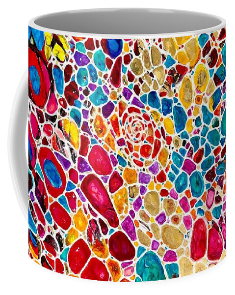 Contemporary Coffee Mug featuring the painting Fractals Of Happy. Collection 5D by Helen Kagan