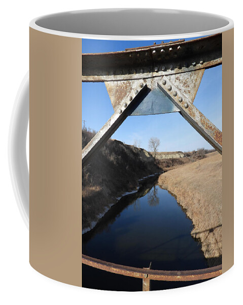 Iron Bridge Coffee Mug featuring the photograph Framed Tree Reflection by Amanda R Wright