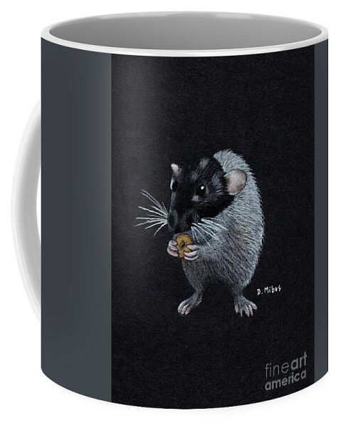 Dumbo Rat Coffee Mug featuring the drawing Frances Eats a Donut Color by Donna Mibus