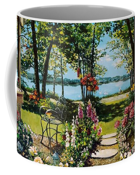 Garden Coffee Mug featuring the painting Fran's Garden by Merana Cadorette