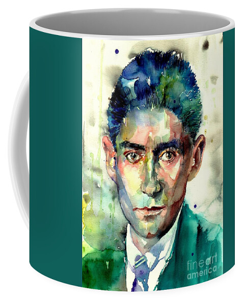Franz Kafka Coffee Mug featuring the painting Franz Kafka Portrait by Suzann Sines