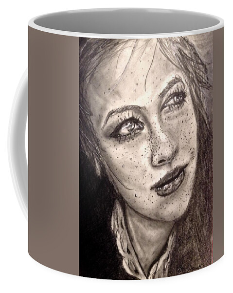 Young Coffee Mug featuring the drawing Freckles by Bryan Brouwer