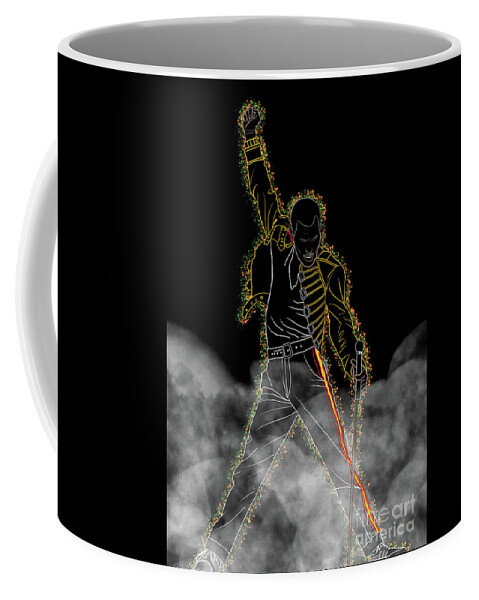Freddie Mercury Coffee Mug featuring the digital art Freddie Mercury Smoke by Marisol VB