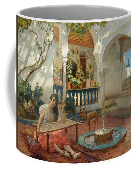 Frederick Arthur Bridgman American 1847 - 1928 The Weaver Coffee Mug featuring the painting FREDERICK ARTHUR BRIDGMAN American 1847 - 1928 THE WEAVER by Artistic Rifki