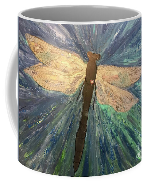 Dragonfly Coffee Mug featuring the mixed media Freedom by Christine Paris