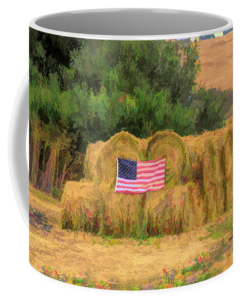 Flag Coffee Mug featuring the photograph Freedom In A Haystack by Barbara Snyder