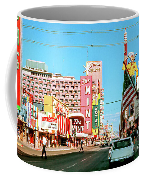 The Mint Casino Coffee Mug featuring the photograph Fremont Street From the West in the Afternoon 1960s by Aloha Art