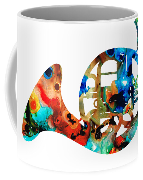 French Horn Coffee Mug featuring the painting French Horn - Colorful Music by Sharon Cummings by Sharon Cummings