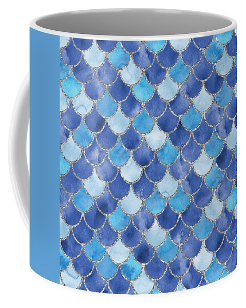 Blue Coffee Mug featuring the digital art Fresh Blue Mermaid Scales by Sambel Pedes